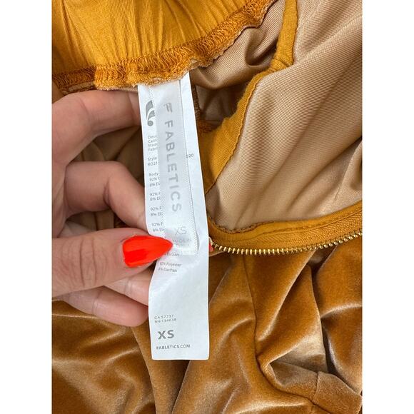 Fabletics Velour Zip-Up Wide Leg Onesie Jumpsuit Light Honey Wide-Leg Size XS - Picture 6 of 8